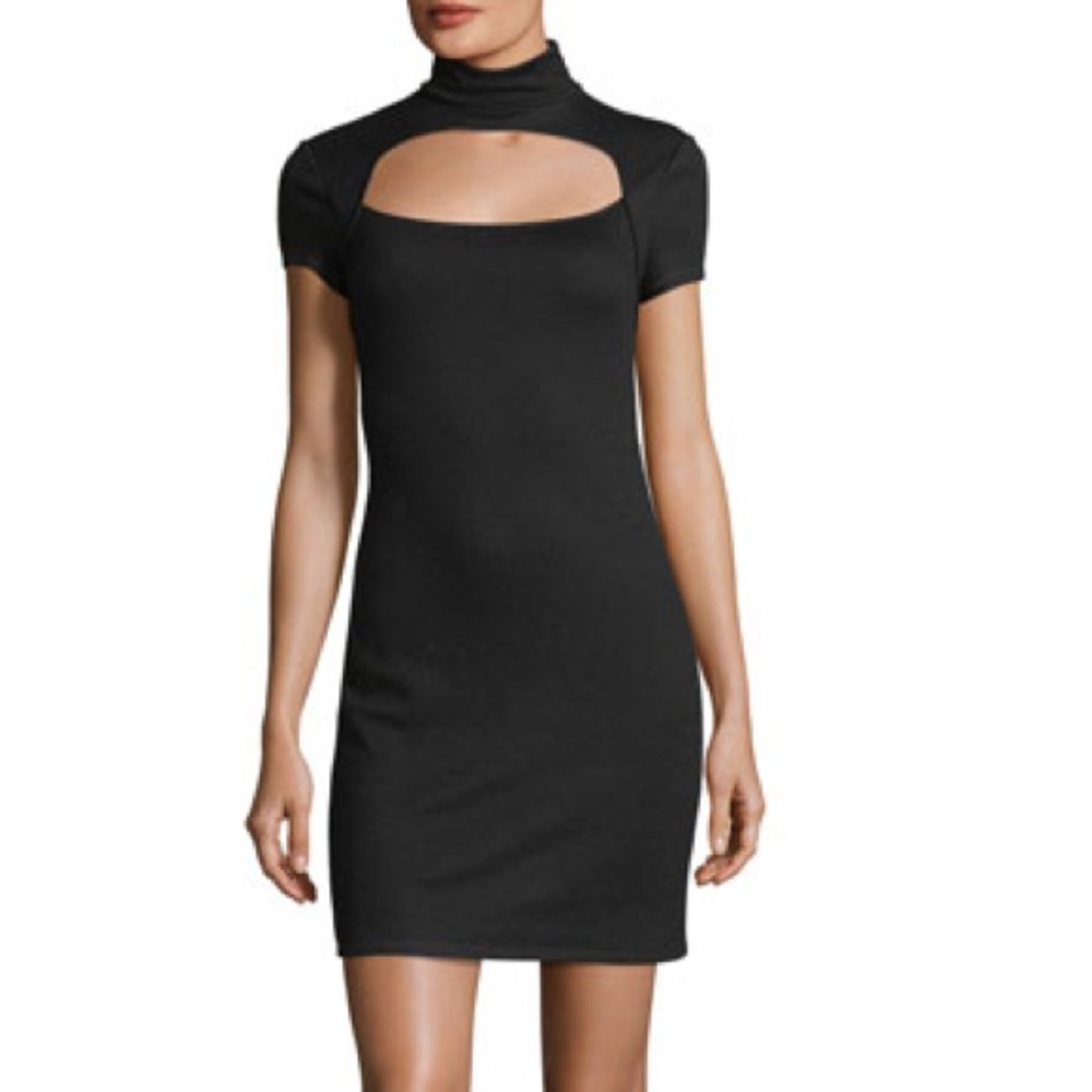 Helmet Lang Neck Cutout Dress